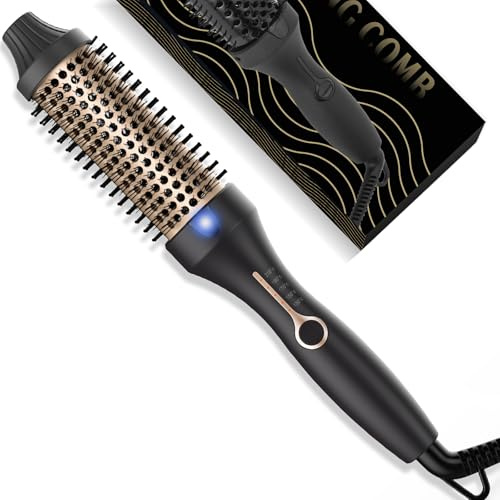 38mm Thermal Brush Kératine Brosse à air chaud Heat Brush, Brosse thermique ronde, Hot Brush 120-200℃, Brosse thermique double tension, Ionique Lisse Briller Volume Peigne