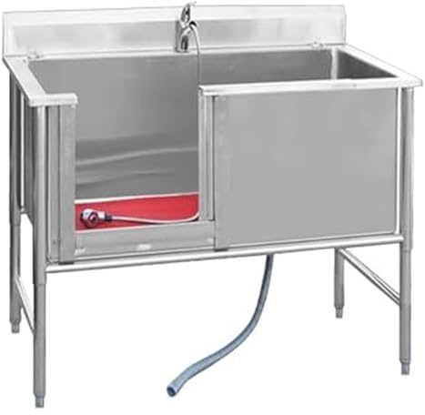 HEYDGBBZ Pet Washing Station, Pool,Dog Bathtub，Dog Grooming Bathtub Bath Professional Commercial Sliding Door Tub,Large(Depth 40cm)