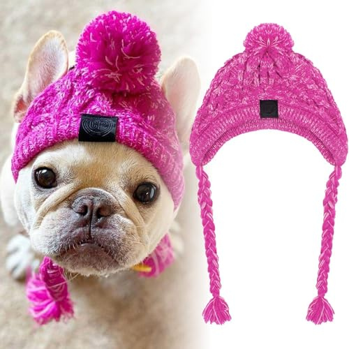 Mini-Partyhüte Polarmütze, warme Strickmütze für Hunde, Winter-Strickmütze für Hunde, kleine Hundemütze, Wintermütze mit Ohrlöchern und Langen Quasten