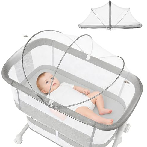 BORDEAG Baby Moskitonetz, Faltbares Tragbares Universal Moskitonetz für Babybett, Insektenschutz Kinderwagen mit Reißverschluss, Geeignet für Familien und Outdoor Reisen 55cmx100cm