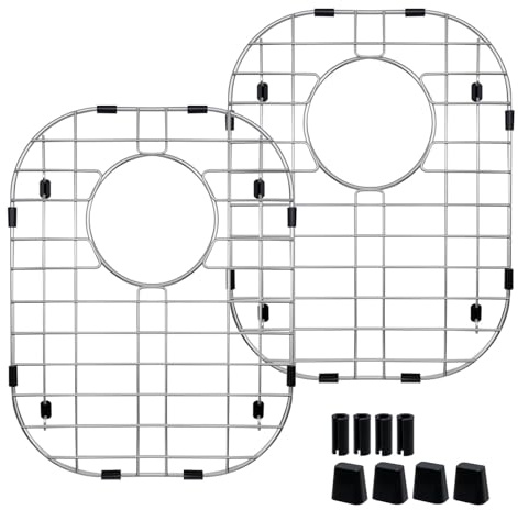 Pastlla 2 PACK Stainless Steel Kitchen Sinks, 14.5 x 11.25 inch Protector Grids for Sinks Universal Drain Racks Grates Bottom Strainer Top Hole, Sink Grate for Bottom of Kitchen Sink (Silver)
