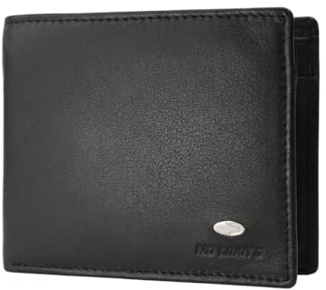 No Limits Portafoglio Uomo in Vera Pelle, Inserti Effetto Carbon, PROTEZIONE RFID, Elegante Con Scatola, Slim Senza Portamonete Nero