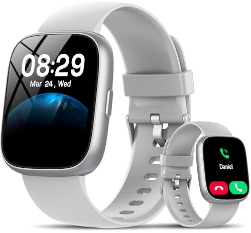 Smartwatch Damen Herren, 1.83 HD Fitness Tracker mit Alexa/Telefonfunktion | 120+Sportmodi Fitnessuhr mit Herzfrequenz/Schlafmonitor/Schrittzähler/Stress, IP68 Wasserdicht Sportuhr für Android iOS, Grau
