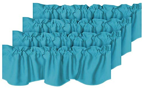H. versailtex Blackout Raum Alu Fenster Vorhang Querbehang, 132,1 x 45,7 cm Modern 4 Pack-52x18 Scalloped Border türkis/Blau