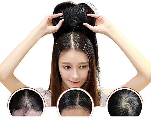 Toupet, Echthaar, mit seitlichem Pony, für Frauen mit dünner werdendem Haar, 30 cm, Kastanienbraun