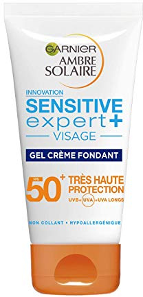 Garnier Ambre Solaire Sensitive Expert + Creme-Gel für das Gesicht, LSF 50+, 50 ml