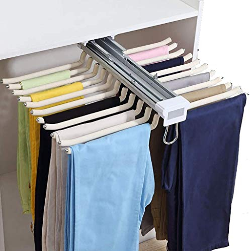FKKPRVAX Ausziehbare Hose Kleiderbügelhalter mit Dämpfer 22 Paar Hosenhalter für Kleiderschrank, Weiß