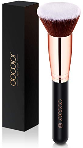 docolor Foundation Brush - Flat Top Kabuki Makeup Brush for Liquid, Cream, Powder & Concealer - Blending, Stippling, Buffing Face Brush with Dense Soft Bristles