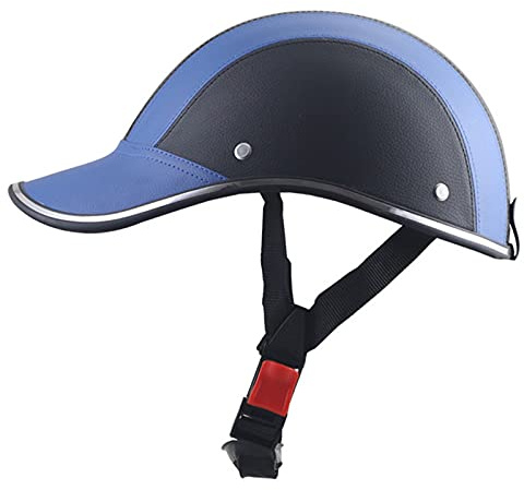 Half Helmet Brain Cap Retro Motorradhelm Pedalhelm ECE Zertifizierter Helm Helm Scooter Helm Moped Helm Jet Helm Baseball Cap 54-62cm,Blau