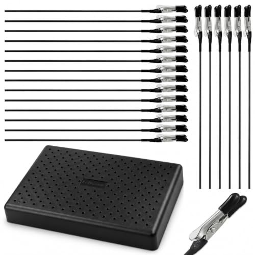 Modellbau Zubehör,Model Painting Tool Standfuß und Krokodilklemme und Klemmhülsen Sprühfarben, Malerständer-Basis, Metalldraht-Krokodilklemmen, Schwanzklemmen für Hobby-Modellierung-20Stk. Clips