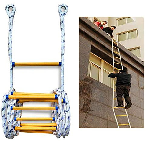 shengyi Escape Rope Ladder With Carabiners, Flame Resistant Fire For Kids And Adults, Fast To Deploy Non-Slip Safety Rope Soft Ladder, Escape From Window And Balcony (Size : 5m)