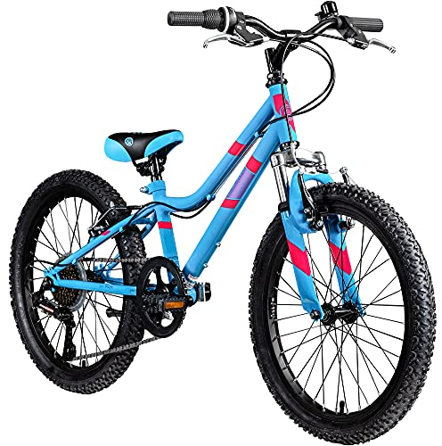 Galano GA20 Kinder Fahrrad ab 120-135cm oder 6 Jahre 7 Gang Mountainbike 20 Zoll für Mädchen oder Jungen Kinderfahrrad Hardtail MTB vorne gefedert, leicht (blau, 26 cm)