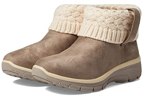 Skechers Easy Going - Bottes d'hiver confortables pour femme, Pull en microfibre taupe, 37 EU