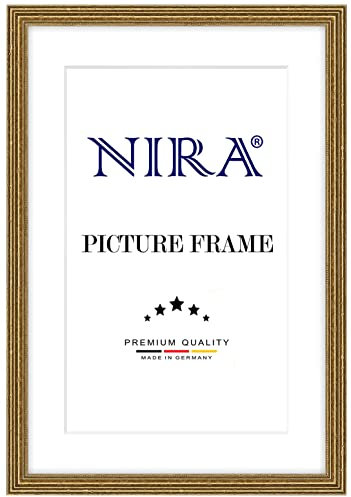 NiRa Cadre photo en bois massif Baroque Antique 28 x 38 cm en Vieux-Or | Taille sélectionnable | Cadre pour affiches | Puzzle | collage de photos HD089
