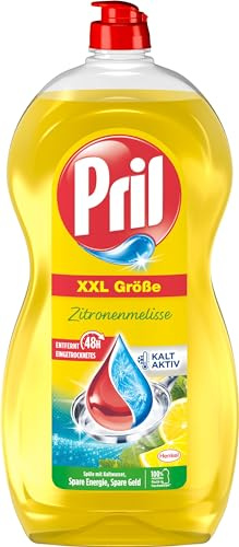 Pril Original Zitronenmelisse (1,2L), Handgeschirrspülmittel mit höchster Fettlösekraft, für sauberes Geschirr auch in kaltem Wasser