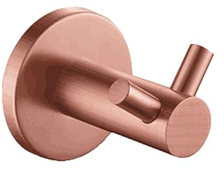 ALONI Doppel-Wandhaken, 5,1 x 5,8 cm, Messing, Kupfer Gebürstet | Zwei Aufhängeplätze, platzsparender Doppelaufbau, verdeckte Bohrmontage und Befestigungsmaterial inklusive