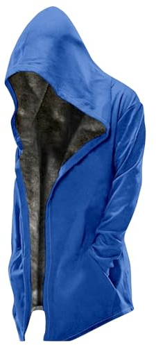 Zip Hoodie Herren Sweatjacke Herren Ohne Kapuze Herbst Jacke Herren Winter Jacken Für Männer Einfarbiges Oversized Gothic Mantel Mit Reißverschluss Warme Gefütterte Jacke Cordjacke Männer Blau 7Xl