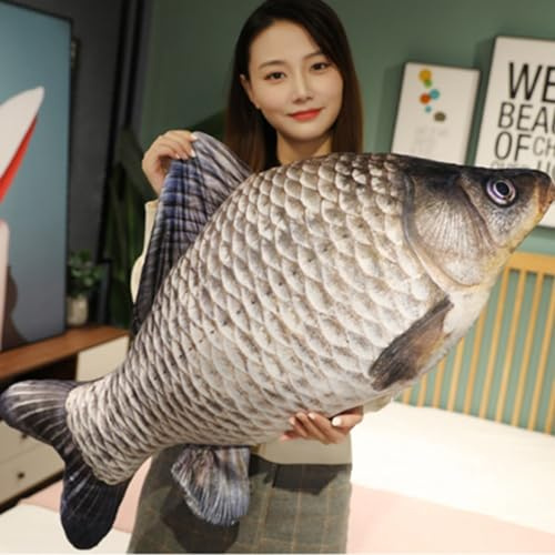 OUKEYI Peluche a forma di pesce, morbido cuscino decorativo a forma di pesce, cuscino imbottito per la decorazione della casa, regalo, cuscino giocattolo (60 cm)