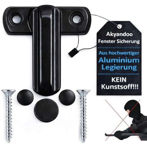 Fenstersicherung in Schwarz - 14 Stück für Fenster und Balkontüren mit stabiler Kindersicherung und effektivem Einbruchschutz, Set mit einfacher Montage