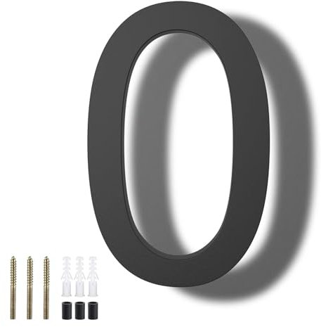 Black Modern House Numbers For Outside, 6 Inch 152mm Metal Home Address Number Sign Plaques 3D Floating Door Numbers Mount Aluminum Home Address