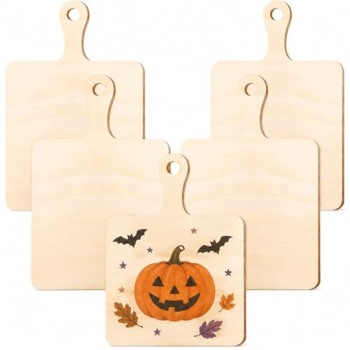 Tofficu Lot De 5 Planches À Découper En Bois Brut Avec Poignée Planche À Décorer Et À Peindre Pour Artisanat Service Et Décoration De Cuisine 9.06 X 5.51 X 0.12 Pouce