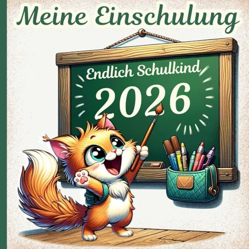 Gästebuch zum Schulanfang- Meine Einschulung Katze: Geschenkbuch zum Schulstart für Jungs und Mädchen als Erinnerung , zum Selbstgestalten und ... Schultüte, Erinnerungsbuch zur Einschulung