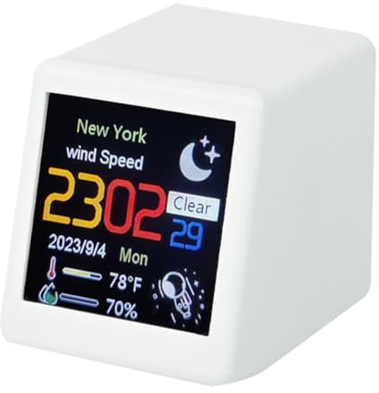 Malloy Smart WIFI Weather Station Clock DIY Cute GIF Animations Desktop Decoration Electronic Album Function MINI Clock B Easy Install Easy to Use