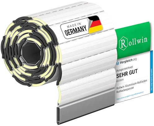 Rollwin ROLLADEN ALU Maxi 52 Rolladenpanzer Aluminium, Weiss | Ungebohrte Endleiste, Lamelle mit Rollladendämmung, Rollladenfenster, Deutsche Produktion, Zum Einbauen