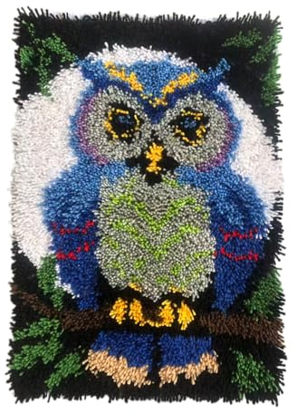 Knüpfhaken-Teppich-Sets für Erwachsene, Häkel-Nähset, klassischer Knüpfhaken, 3D-Bastelset für Heimdekoration, Festival-Geschenk (Vollmond Eule)