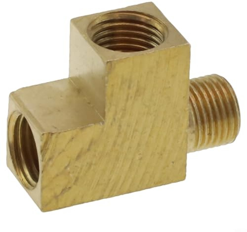 HEIBTENY Messing Winkeladapter M10x1 T-Typ-Verteilerwinkeladapter Öldrucksensoranschluss Buchse Adapter Messing Öldrucksensor T-Stück Stecker Öldruckmesser Adapte