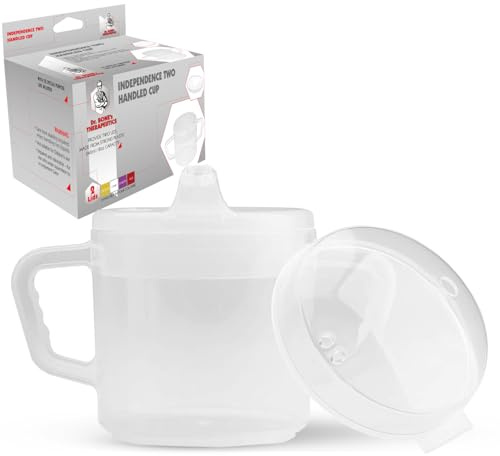 Compact 240ml Adult Sippy Cup with Dual Handles - Ideal for Limited Mobility, Handicapped, and Elderly Care - Assistive Sip Cups Cups for Elderly Care Drinking Mug/Drinking Cup/Non Spill Cup (Clear)