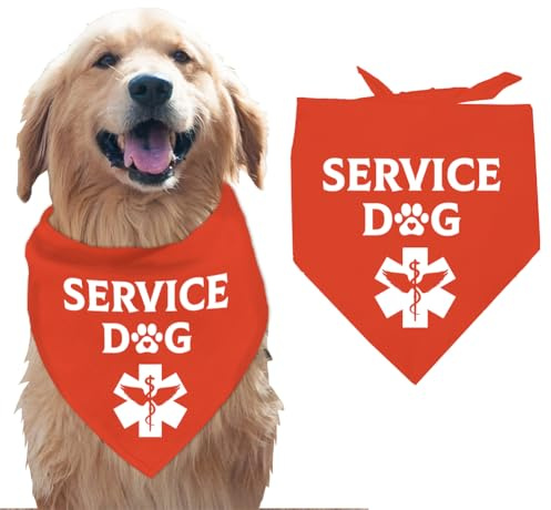 arricraft 1 Bandana pour Chien D'Assistance Foulard pour Animal de Compagnie avec Motif de Patte et Cœur Bandana Réglable Bavoir Triangulaire Lavable en Coton Accessoires pour Chiens