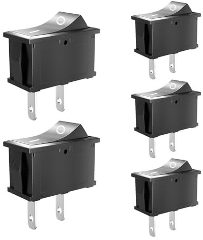 SCOOYUCK 5 Pièces Interrupteur à Bascule, SPST 15mm x 21mm 2 Broches ON/OFF, 12V 24V 125V 250V Interrupteur a Bascule, Pour Voiture Bateau Appareils Ménagers