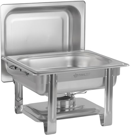 Mahlzeit Bain Marie Rechaud - Contenitore per alimenti in acciaio INOX, 4 litri, con supporto per il coperchio, contenitore per alimenti e feste, contenitore GN