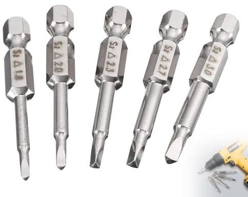 Lhbwhiz 5 pezzi set di cacciaviti a punta triangolare,cacciavite elettrico esagonale,albero con testa magnetica in acciaio S2 da 1/4 di pollice,trapano triangolare(1,8/2/2,3/2,7/3 * 50 mm)