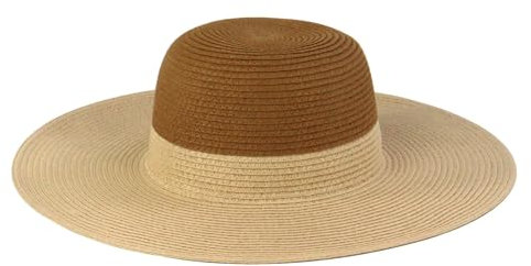 CHENZKBD Strohhut Damen Strandsonne Hut Großer Breiter Krempe Uv Holiday Strohhut-braun-m (56-58 cm)