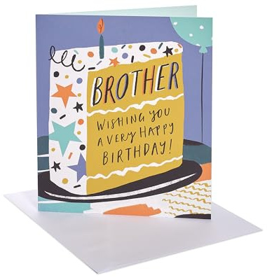 UK Greetings Birthday Card for Brother - Bright Cake Design