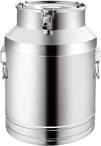 Heavy Duty Stainless Steel Milk Can Wine Pail Bucket Tote Jug Milk Churn Can Tea Canister with Sealed Lid for Liquid Storage,7L
