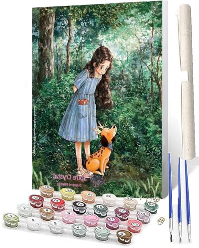 WMZPOY Malen Nach Zahlen Erwachsene Malen Nach Zahlen Tiere Anfänger Mädchen Hirsch DIY Ölgemälde Leinwand Kit für Geschenke und Home Wand Dekor (40x50cm)
