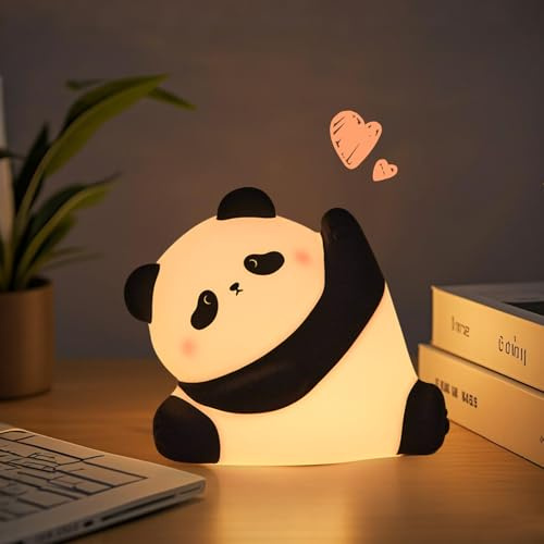 Wastou Veilleuse Kung Fu Panda en silicone, 3 niveaux de luminosité avec minuterie de 30 minutes, lampe d'appoint rechargeable en silicone souple, parfaite pour la décoration des chambres d'enfants
