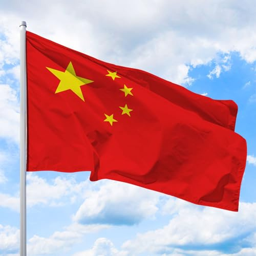 China Flagge 335 x 200 cm - für Fahnenmast, Chinafahne aus reißfestem Fahnen-Polyester-Stoff, Hissfahne Quer wetterfest und UV-beständig