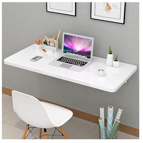 Robuster Klapptisch zur Wandmontage, für Küche, Esstisch, Computertisch, stabiles und stabiles Design, Weiß, 80 x 30 cm