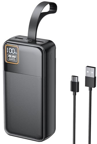Power Bank 42000mAh 22.5W USB C mit LED Display Externer Akku Tragbares Ladegerät Akkupack Schnellladung für iPhone 16/15/14/13, Tablet, Galaxy S25, Huawei und Mehr-Schwarz