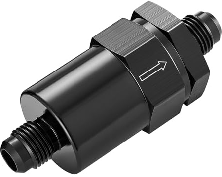 EVIL ENERGY 6AN Billet Inline Fuel Filter 30 Micron Aluminum Black for Car EFI & Carb Fuel Systems, Motorcycle and Boats