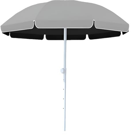 ZIHQRgE 240cm Ombrellone da Spiaggia Regolabile in Altezza, UPF50+ Impermeabile e Anti UV, Parasole per Giardino, Mercato, Bancarella(Gray)