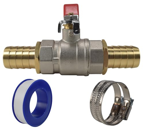 Cost Wise Metal full flow lever valve kit with brass hosetails,hose clips and ptfe tap,Available to fit 1/2,3/4,1,1.25,1.5 and 2 internal diameter pipe/hose (1=25mm)