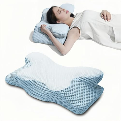 Almohada en Forma de Mariposa de Espuma de Memoria Cervical, Almohadas Altas en Forma de colapso, Almohada de Durmiente Lateral, Almohada de Memoria Anti-Cervical, Almohada de Rebote Lento
