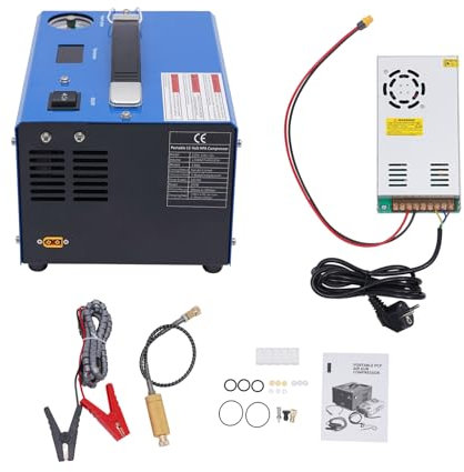 Compresor de aire PCP 250 W 300 bar con convertidor de potencia y manómetro, tasa de carga 13 min/450 cc 0-30 Mpa, para coches, camiones, kayaks, rifles PCP Airsoft