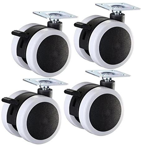 LAPYAPPE 4pcs 2-inch White Pu Heavy Duty Replacement Office Chair Wheels Casters Brake for Computer Chairs and Furniture Rolling Planter Bases