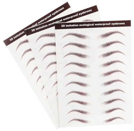SHERCHPRY 3 Feuilles Autocollants à Sourcils Imperméables de Stickers Faciles à Appliquer Design Réaliste pour Sourcils Manquants ou Formés
